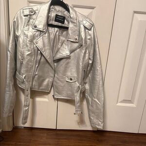 Ashley By 26 International Metallic Silver Leather Jacket